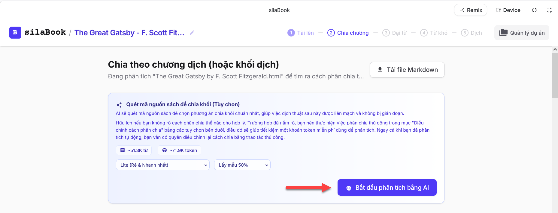 Bước 3: AI phân tích và chia khối