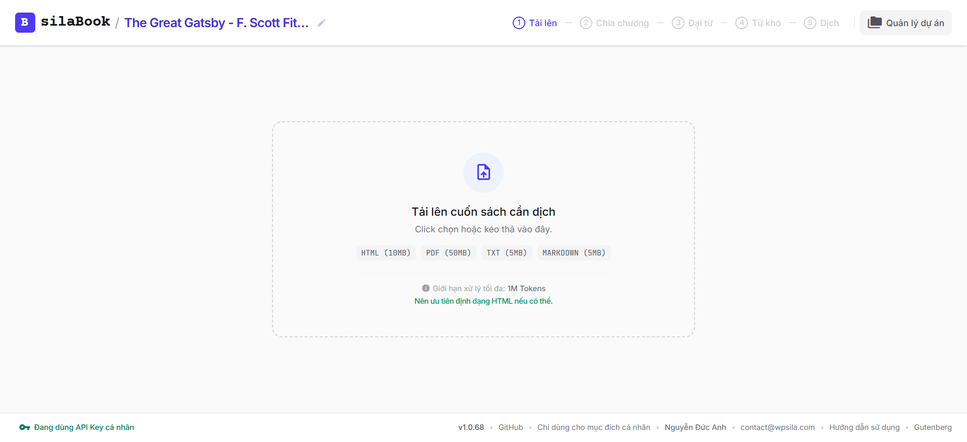Bước 2: Tải sách lên