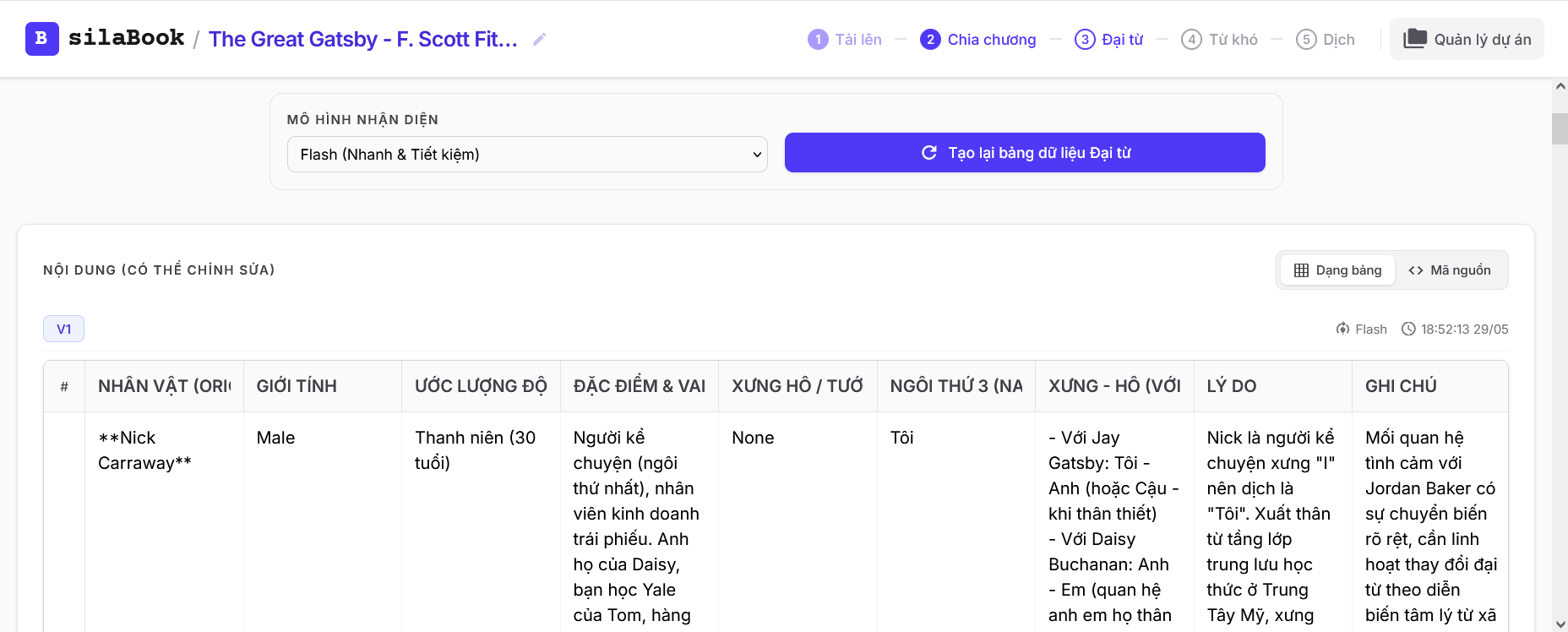 Bước 4: Tạo đại từ xưng hô